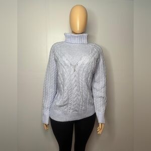 Style & Company Woman Light Blue  Cable Knit Turtleneck Sweater Size PXL